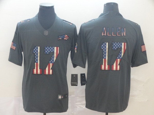 Men's Buffalo Bills #17 Josh Allen Grey 2019 Salute To Service USA Flag Fashion Limited Jersey