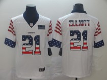 Men's Dallas Cowboys #21 Ezekiel Elliott White 2019 USA Flag Fashion Limited Jersey