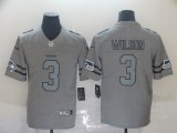 Men's Seattle Seahawks #3 Russell Wilson 2019 Gray Gridiron Team Logo Limited Jersey