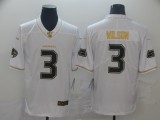 Men's Seattle Seahawks #3 Russell Wilson White 2019 100th Season Golden Edition Limited Jersey