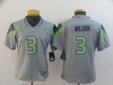 Women Nike Seahawks #3 Russell Wilson Grey Inverted Legend Jersey