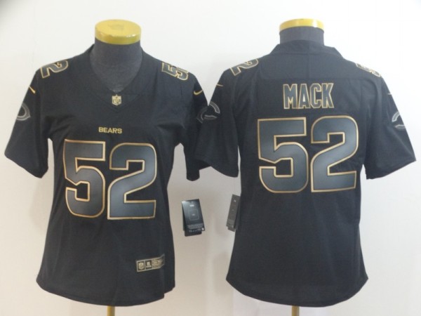 Women Nike Bears #52 Khalil Mack Black Gold Vapor Untouchable Limited Jersey