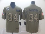 Men's Raiders #34 Bo Jackson 2019 Olive/Camo Salute To Service Limited Jersey