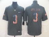 Men's Seattle Seahawks #3 Russell Wilson Grey 2019 Salute To Service USA Flag Fashion Limited Jersey