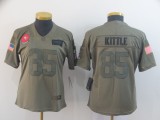 Women Nike 49ers #85 George Kittle 2019 Olive Salute To Service Limited Jersey