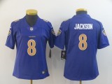 Women Nike Baltimore Ravens #8 Jackson Purple Color Rush Limited Jersey