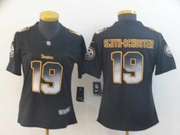 Women's Pittsburgh Steelers #19 JuJu Smith-Schuster Black 2019 Smoke Fashion Limited Jersey