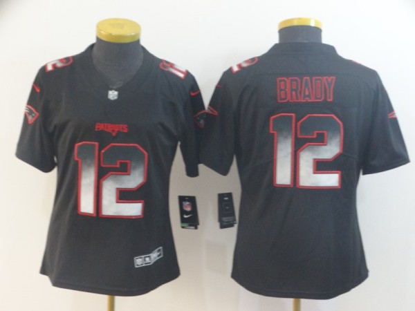 Women's New England Patriots #12 Tom Brady Black 2019 Smoke Fashion Limited Jersey