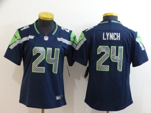 Women Nike Seattle Seahawks #24 Lynch Blue Vapor Untouchable Limited Jersey