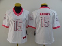 Women Kansas City Chiefs #15 Patrick Mahomes White/Pink Vapor Untouchable Limited Jersey 