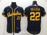 MLB Milwaukee Brewers #22 Christian Yelich Navy Blue Flex Base Stitched Jersey