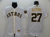 MLB Houston Astros #27 Altuve 2020 White Golden Flex Base Stitched Jersey