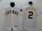 MLB Houston Astros #2 Bregman 2020 White Golden Flex Base Stitched Jersey