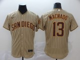MLB  San Diego Padres #13 Manny Machado Brown Strip Flex Base Elite Jersey