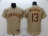 MLB  San Diego Padres #13 Manny Machado Brown Strip Flex Base Elite Jersey