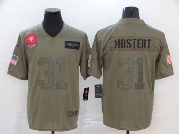 Nike San Francisco 49ers #31 Raheem Mostert 2019 Olive Salute To Service Limited Jersey