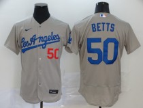 MLB Los Angeles Dodgers #50 Betts Grey Flex Base Elite Jersey