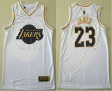 Nike NBA Los Angeles Lakers #23 LeBron James White 2019 Golden Edition Stitched Jersey