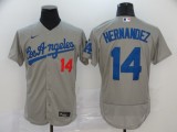 MLB Los Angeles Dodgers #14 Hernandez Grey Flex Base Elite Jersey