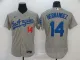 MLB Los Angeles Dodgers #14 Hernandez Grey Flex Base Elite Jersey