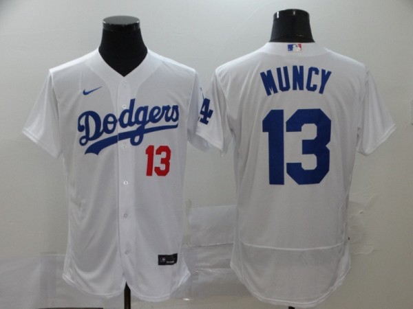 MLB Los Angeles Dodgers #13 Muncy White Flex Base Elite Jersey