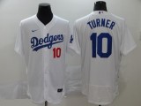 MLB Los Angeles Dodgers #10 Turner White Flex Base Elite Jersey