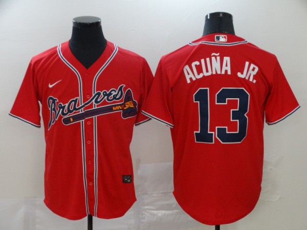 MLB Atlanta Braves #13 Ronald Acuña Jr Red Game Nike Jersey