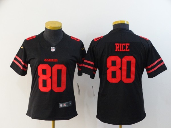 Women Nike San Francisco 49ers #80 Rice Black Vapor Untouchable Limited Jersey