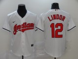 MLB Cleveland Indians #12 Francisco Lindor White Game Nike Jersey