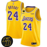 Men's Los Angeles Lakers #24 Kobe Bryant Yellow With KB Patch 2018-2019 Wish Jersey