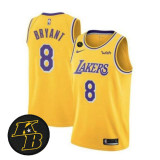 Men's Los Angeles Lakers #8 Kobe Bryant Yellow With KB Patch 2018-2019 Wish Jersey