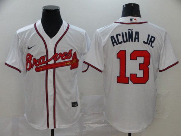 MLB Atlanta Braves #13 Ronald Acuña Jr White Game Nike Jersey