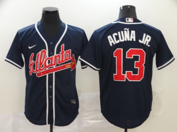 MLB Atlanta Braves #13 Ronald Acuña Jr Blue Game Nike Jersey