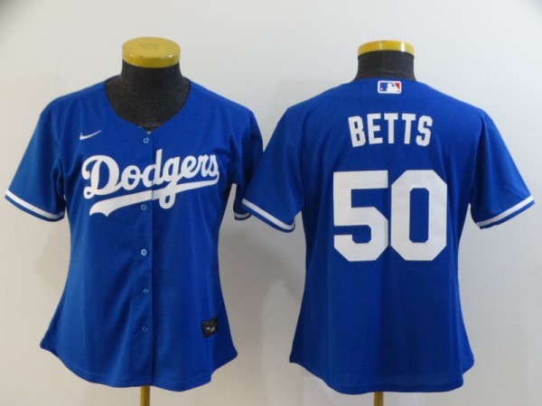 Women MLB Los Angeles Dodgers #50 Betts Blue Game Nike Jersey