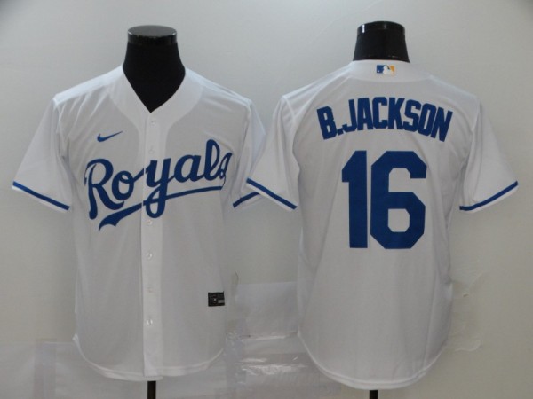 MLB Kansas City Royals #16 B.Jackson White Game Stitched Nike Jersey