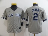 Youth MLB New York Yankees #2 Derek Jeter Grey Game Nike Jersey