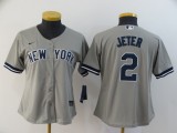 Women MLB New York Yankees #2 Derek Jeter Grey Game Nike Jersey