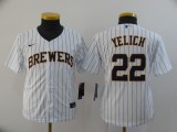 Youth MLB Milwaukee Brewers #22 Christian Yelich White Game Nike Jersey