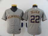 Youth MLB Milwaukee Brewers #22 Christian Yelich Grey Game Nike Jersey