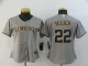 Women MLB Milwaukee Brewers #22 Christian Yelich Grey Game Nike Jersey