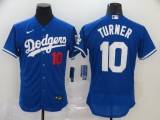 MLB Los Angeles Dodgers #10 Turner Blue Flex Base Elite Jersey