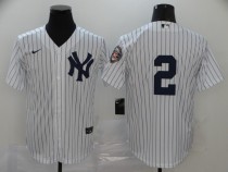 MLB New York Yankees #2 Derek Jeter White Game Nike With Patch Jersey