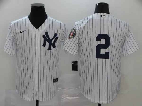 MLB New York Yankees #2 Derek Jeter White Game Nike With Patch Jersey