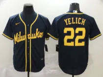 MLB Milwaukee Brewers #22 Christian Yelich Navy Blue Game Nike Jersey