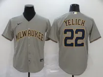 MLB Milwaukee Brewers #22 Christian Yelich Grey Game Nike Jersey