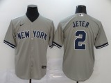 MLB New York Yankees #2 Derek Jeter Grey Game Nike Jersey