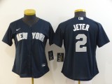 Women MLB New York Yankees #2 Derek Jeter Blue Game Nike Jersey