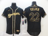 MLB Milwaukee Brewers #22 Christian Yelich 2020 Black Golden Flex Base Elite Jersey