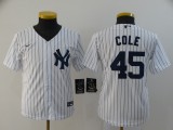 Youth MLB New York Yankees #45 Gerrit Cole white Game Nike Jersey