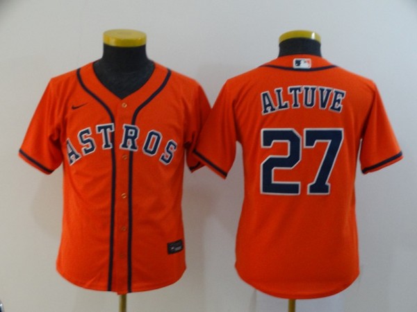 Youth MLB Houston Astros #27 Altuve Orange Game Nike Jersey